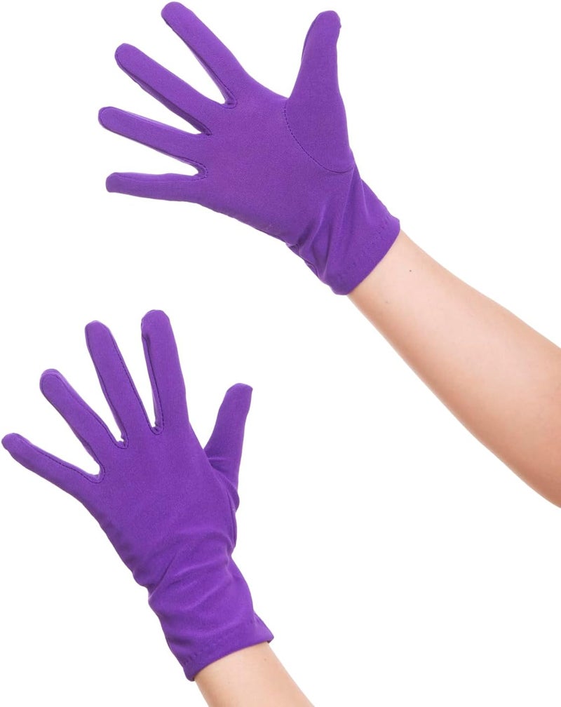 Vonokee Adult Spandex Gloves,Short Stretchy Opera Gloves for Halloween Party Costume 1920s Flapper Accessories - Image 1